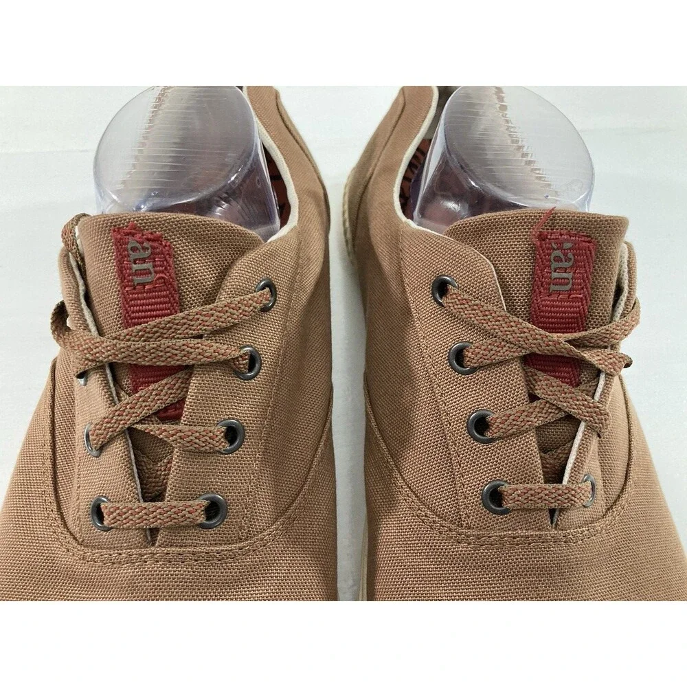 Flaw LL Bean Boat Shoes Mens 13M Brown Canvas Lace Up ECO Woods Casual Sneakers